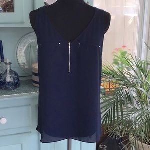 Mixed Media Zip Front Top